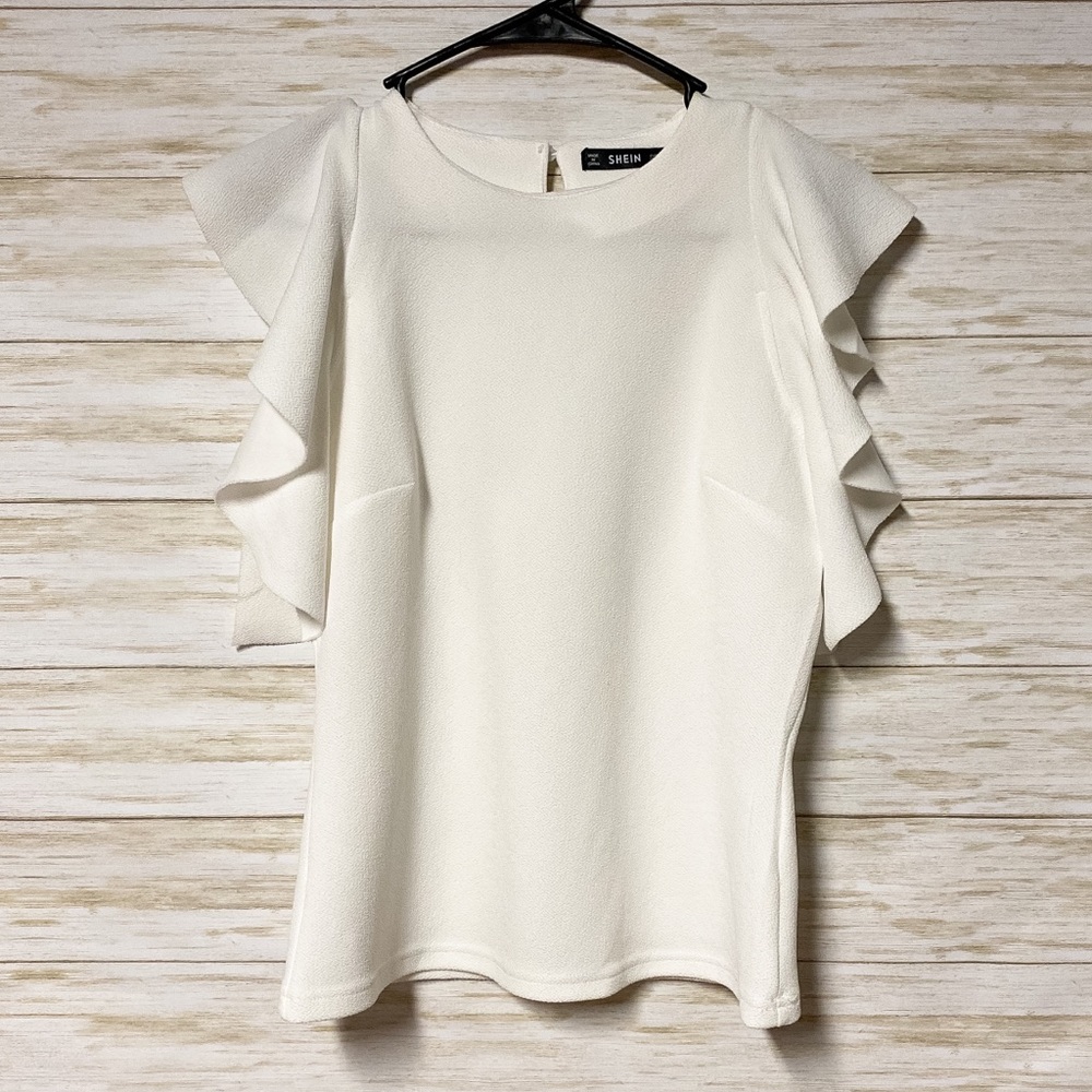 SHEIN Adorable White Short Sleeve Blouse